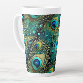 Caneca De Café Latte Travesseiro decorativo de Paixão de Peacock
