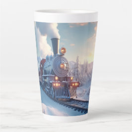 Caneca De Café Latte Trem a Vapor Vintage de Natal Floresta Congelada p