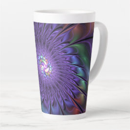 Caneca De Café Latte Trendy Colorful Modern Abstrato Fractal
