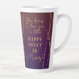 Caneca De Café Latte Trendy Glam Sweet 16 Aniversário Te Ama Um