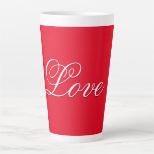 Caneca De Café Latte Trendy Love Calliografia Script Red