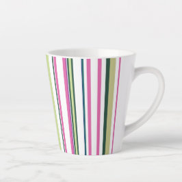 Caneca De Café Latte Trendy Modern New Pink Green Stripes