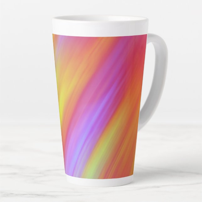 Caneca De Café Latte Trendy Neon Bright Red Pink Abstrato (Ângulo direito)