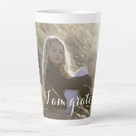 Caneca De Café Latte Trendy Ouro Pumpkin Estou Grata Foto