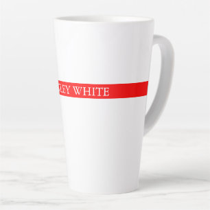 Caneca De Café Latte Trendy Red White Na moda Simple Simple Planeje Seu
