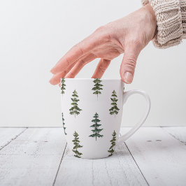 Caneca De Café Latte Trendy Winter | Padrão da árvore de Natal