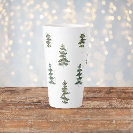 Caneca De Café Latte Trendy Winter | Padrão da árvore de Natal