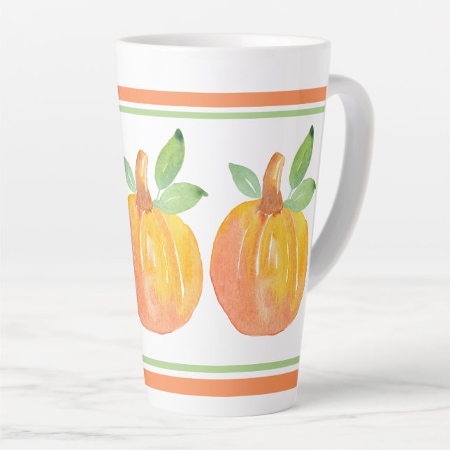 Caneca De Café Latte Três Abóboras de Aquarela 2 (Ângulo direito)