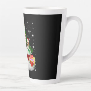 Caneca De Café Latte Três Beagles Papai Noel com árvore de Natal