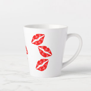 Caneca De Café Latte Três Brisos de Batom Vermelho com Presente Branco