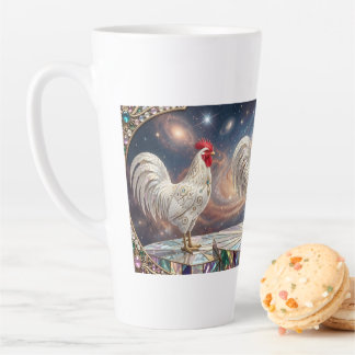 Caneca De Café Latte Três galos brancos.
