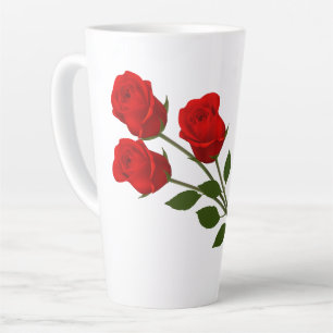 Caneca De Café Latte Três Rosas vermelhas