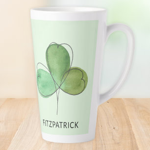 Caneca De Café Latte Trevo Verde Personalizado Herança Irlandesa