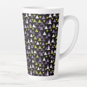Caneca De Café Latte Triângulos padrão Abacate e Roxo