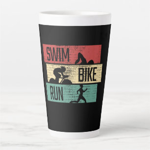 Caneca De Café Latte Triathlon - Natação Bike Run