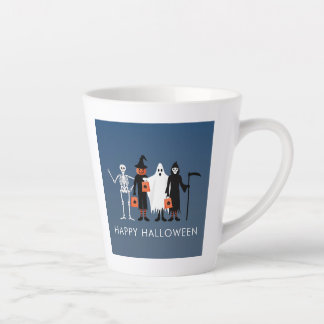 Caneca De Café Latte Trick or Treaters Halloween em Português