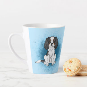 Caneca De Café Latte Tricolor Cavalier King Charles Spaniel Dog Azul