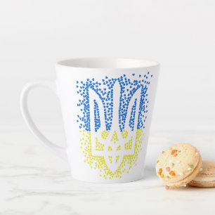 Caneca De Café Latte Tridente de emblem ucraniano trizub espalhando cor