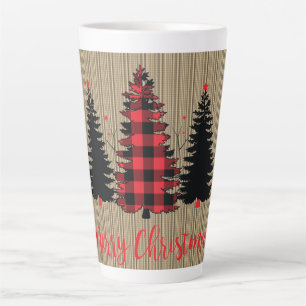 Caneca De Café Latte Trio de Árvore de Natal da Casa Farmada Russa