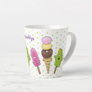Caneca De Café Latte Trio de desenho animado de picolé de sorvete engr