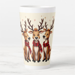 Caneca De Café Latte Trio de Reenas de Natal Bonito com Escarvas de Xad