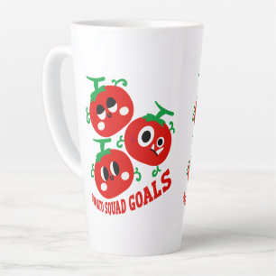 Caneca De Café Latte Trio Divertido Desenhado à Mão de Rostos de Tomate