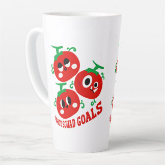 Caneca De Café Latte Trio Divertido Desenhado à Mão de Rostos de Tomate