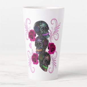 Caneca De Café Latte Triplo Dia Negro Dos Cascos Mortos Rosas Rosa