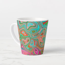 Caneca De Café Latte Trippy Retro Orange e Aqua Groovy Abstrato Art
