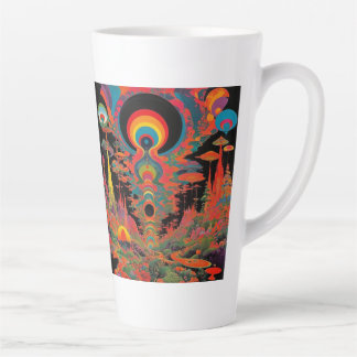 Caneca De Café Latte Trippy Vintage 1960s Psychedelic Retro Artwork