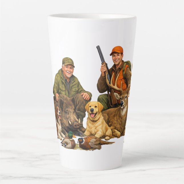 Caneca De Café Latte Troféus de caça com cães presente para caçador ao  (Frente)