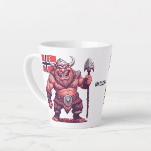 Caneca De Café Latte Troll Norueguês de Nome Personalizado