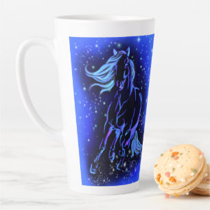 Caneca De Café Latte Trombose Tardia Correndo Em Blue Starry Night