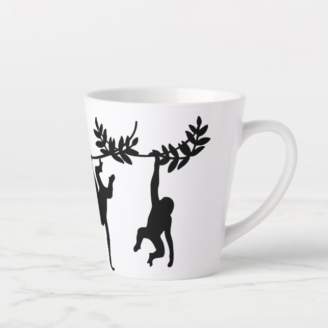 Caneca De Café Latte Tropa de Macacos (Direita)
