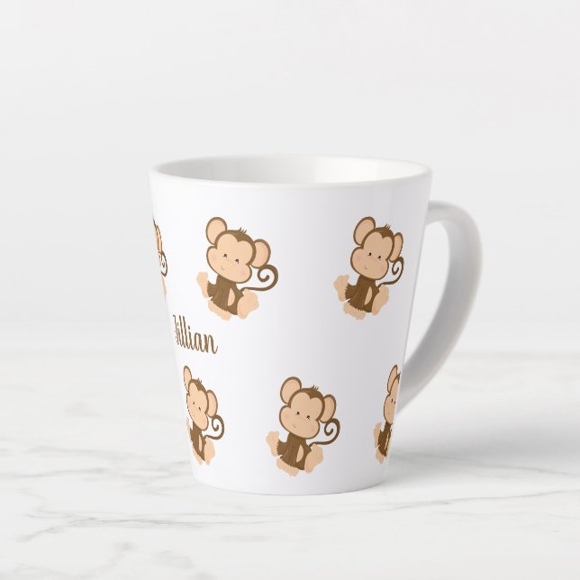 Caneca De Café Latte Tropa de macacos personalizados (Ângulo direito)