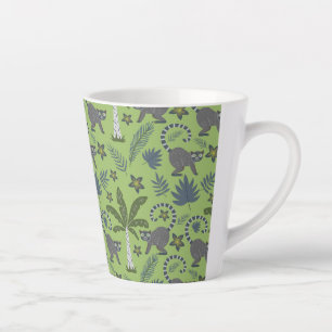 Caneca De Café Latte Tropical animals seamless pattern green and grey