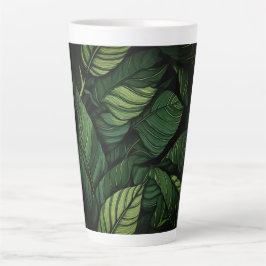 Caneca De Café Latte Tropical Green Leaves  Housewarming Gift