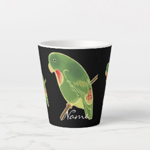 Caneca De Café Latte Tropical Green Parakeet Thunder_Cove