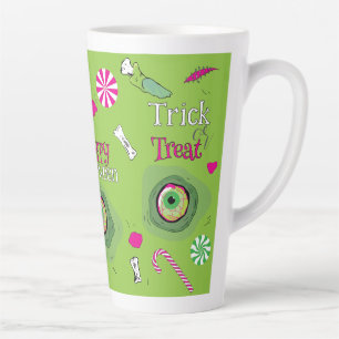 Caneca De Café Latte Truque Ou Trate Feliz Morte Doce De Halloween + Do