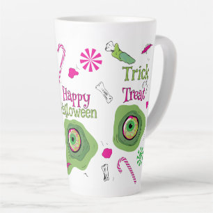 Caneca De Café Latte Truque Ou Trate Feliz Morte Doce De Halloween + Do