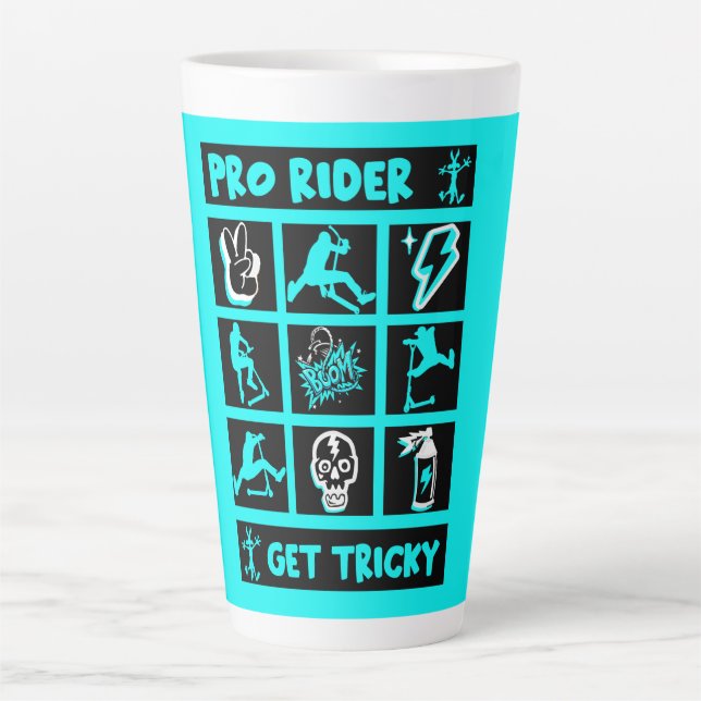 Caneca De Café Latte Truques de Cavaleiro Sem Patinete Pro (Frente)