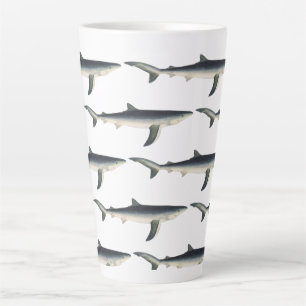 Caneca De Café Latte Tubarão Azul, Vida Marinha Aquática Oceânica Vinta
