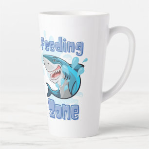 CANECA DE CAFÉ LATTE TUBARÃO DE ZONA DE ALIMENTAÇÃO, ESTILO DE CARTÃO