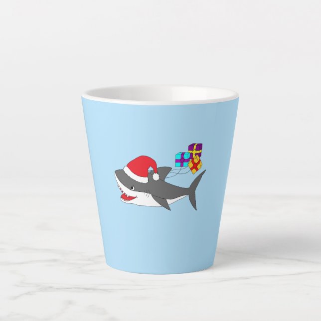 Caneca De Café Latte Tubarão Feriado (Frente)