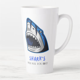 CANECA DE CAFÉ LATTE TUBARÕES VÃO TE MATAR MANO... CITAÇÃO ENGRAÇADA
