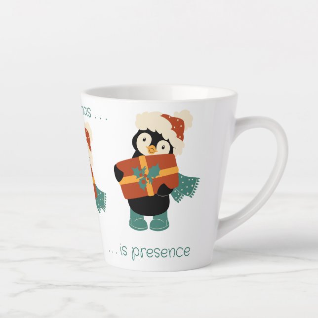 Caneca De Café Latte Tudo o que quero é o pinguim de Natal. (Direita)