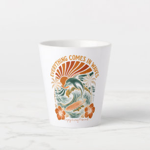 Caneca De Café Latte Tudo vem no Retro de Ondas