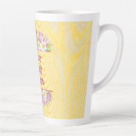 Caneca De Café Latte Tulipa e Narciso Florais Personalizados