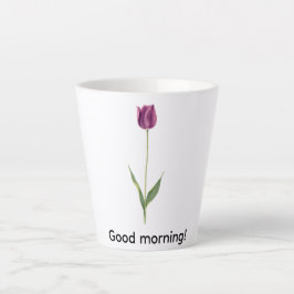 Caneca De Café Latte Tulipa Roxa Elegante Personalizada
