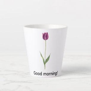 Caneca De Café Latte Tulipa Roxa Elegante Personalizada